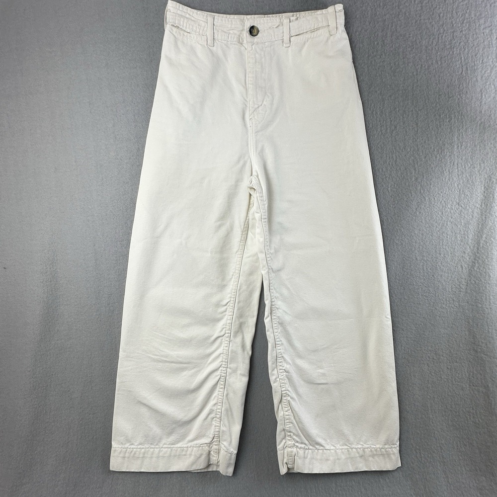 We‎ The Free Womens White  Denim High-Waisted Wide Leg Jeans Size 27 Cotton